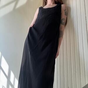 Vintage Simple Black Floor Length Maxi Dress Women’s 10 Whimsigoth Prom Formal